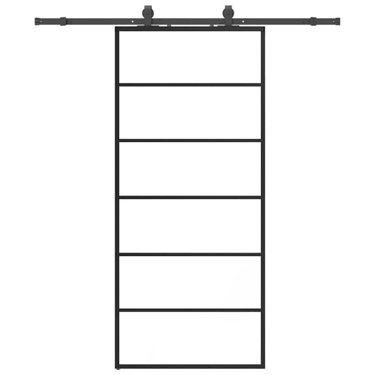 Sliding Door with Hardware Set Black 90x205 cm ESG Glass Sliding Door with Hardware Set Black 90x205 cm ESG Glass