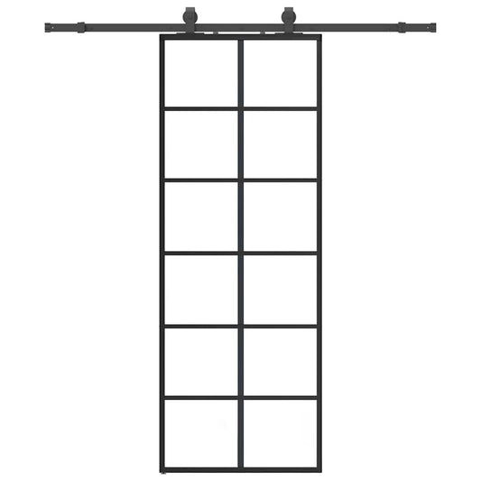 Sliding Door with Hardware Set Black 76x205 cm ESG Glass Sliding Door with Hardware Set Black 76x205 cm ESG Glass