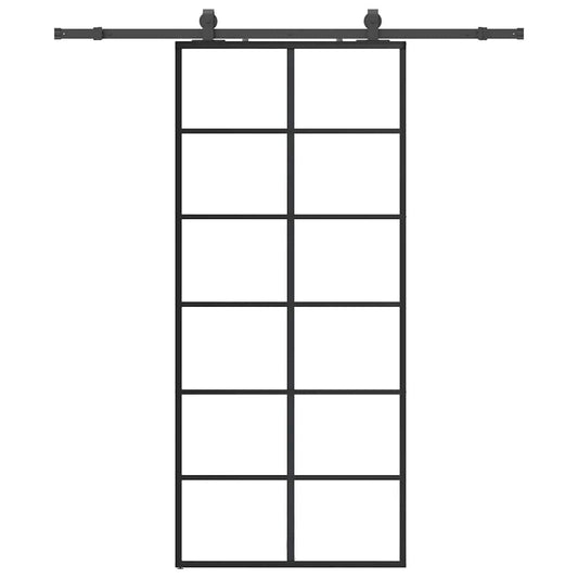 Sliding Door with Hardware Set Black 90x205 cm ESG Glass Sliding Door with Hardware Set Black 90x205 cm ESG Glass