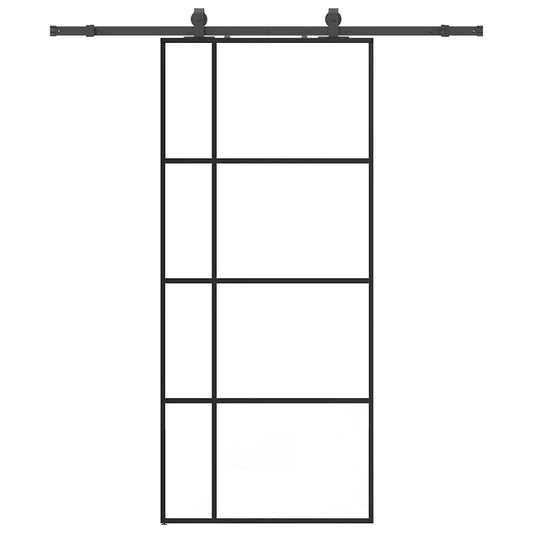Sliding Door with Hardware Set Black 90x205 cm ESG Glass Sliding Door with Hardware Set Black 90x205 cm ESG Glass