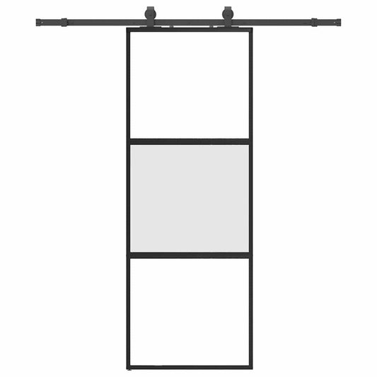 Sliding Door with Hardware Set Black 76x205 cm Tempered Glass Sliding Door with Hardware Set Black 76x205 cm Tempered Glass