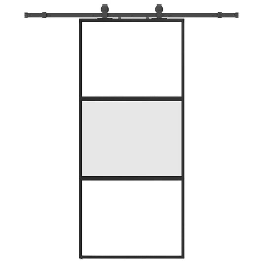 Sliding Door with Hardware Set Black 90x205 cm Tempered Glass Sliding Door with Hardware Set Black 90x205 cm Tempered Glass