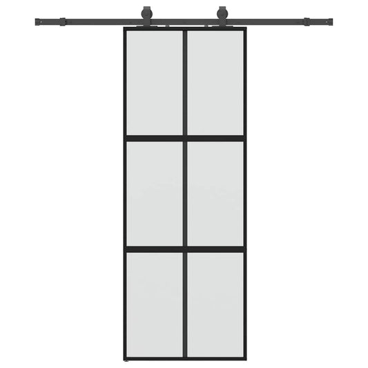 Sliding Door with Hardware Set Black 76x205 cm Tempered Glass Sliding Door with Hardware Set Black 76x205 cm Tempered Glass