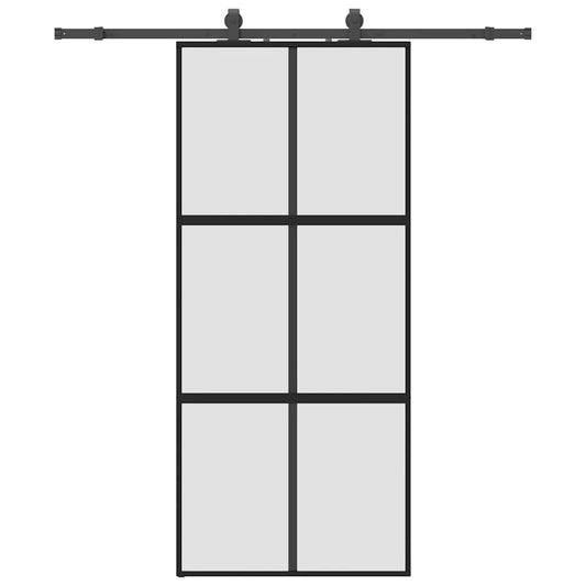 Sliding Door with Hardware Set Black 90x205 cm Tempered Glass Sliding Door with Hardware Set Black 90x205 cm Tempered Glass