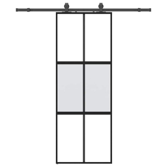 Sliding Door with Hardware Set Black 76x205 cm Tempered Glass Sliding Door with Hardware Set Black 76x205 cm Tempered Glass