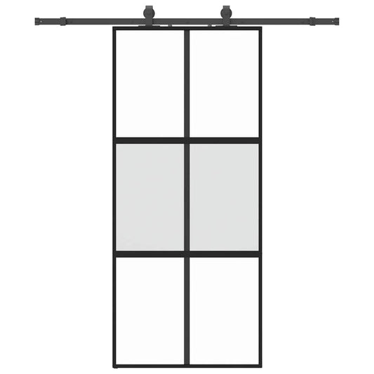 Sliding Door with Hardware Set Black 90x205 cm Tempered Glass Sliding Door with Hardware Set Black 90x205 cm Tempered Glass