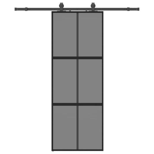 Sliding Door with Hardware Set Black 76x205 cm Tempered Glass Sliding Door with Hardware Set Black 76x205 cm Tempered Glass