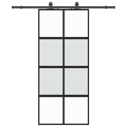 Sliding Door with Hardware Set Black 90x205 cm Tempered Glass Sliding Door with Hardware Set Black 90x205 cm Tempered Glass