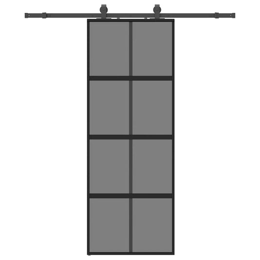 Sliding Door with Hardware Set Black 76x205 cm Tempered Glass Sliding Door with Hardware Set Black 76x205 cm Tempered Glass