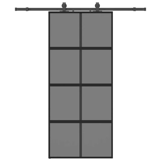 Sliding Door with Hardware Set Black 90x205 cm Tempered Glass Sliding Door with Hardware Set Black 90x205 cm Tempered Glass