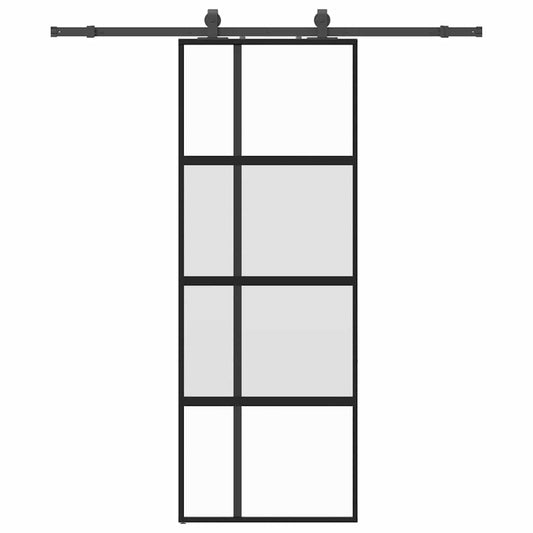 Sliding Door with Hardware Set Black 76x205 cm Tempered Glass Sliding Door with Hardware Set Black 76x205 cm Tempered Glass