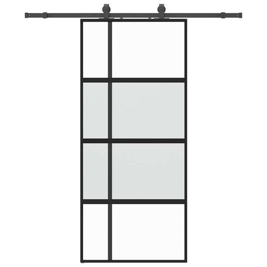 Sliding Door with Hardware Set Black 90x205 cm Tempered Glass Sliding Door with Hardware Set Black 90x205 cm Tempered Glass