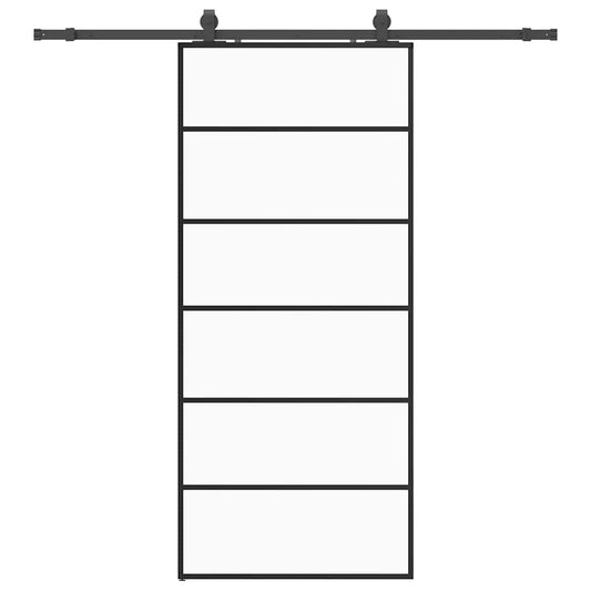 Sliding Door with Hardware Set Black 90x205 cm ESG Glass Sliding Door with Hardware Set Black 90x205 cm ESG Glass