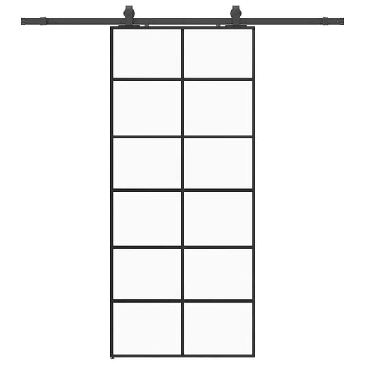 Sliding Door with Hardware Set Black 90x205 cm ESG Glass Sliding Door with Hardware Set Black 90x205 cm ESG Glass