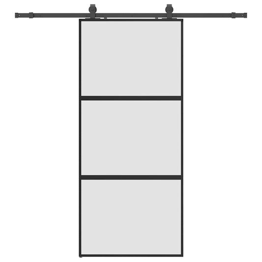 Sliding Door with Hardware Set Black 90x205 cm Tempered Glass Sliding Door with Hardware Set Black 90x205 cm Tempered Glass