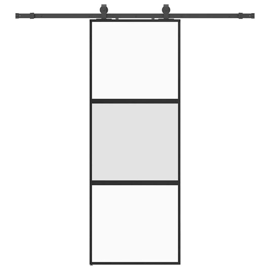Sliding Door with Hardware Set Black 76x205 cm Tempered Glass Sliding Door with Hardware Set Black 76x205 cm Tempered Glass