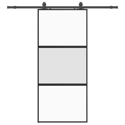 Sliding Door with Hardware Set Black 90x205 cm Tempered Glass Sliding Door with Hardware Set Black 90x205 cm Tempered Glass