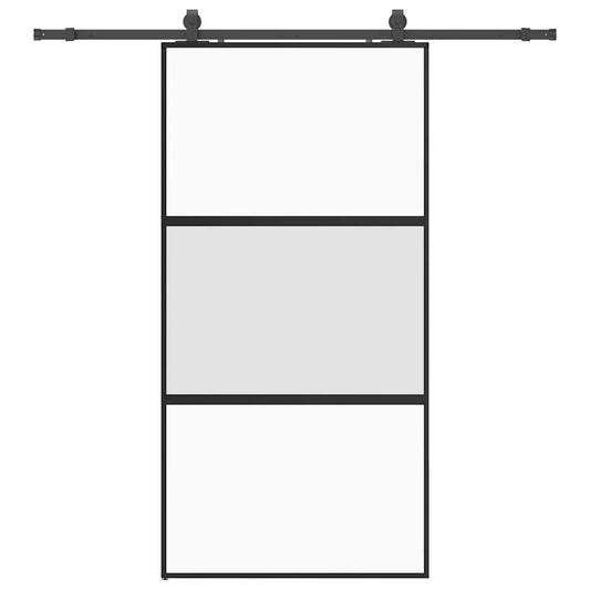 Sliding Door with Hardware Set Black 102.5x205 cm Tempered Glass Sliding Door with Hardware Set Black 102.5x205 cm Tempered Glass