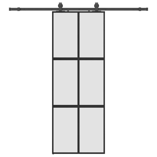 Sliding Door with Hardware Set Black 76x205 cm Tempered Glass Sliding Door with Hardware Set Black 76x205 cm Tempered Glass