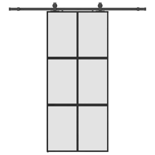 Sliding Door with Hardware Set Black 90x205 cm Tempered Glass Sliding Door with Hardware Set Black 90x205 cm Tempered Glass
