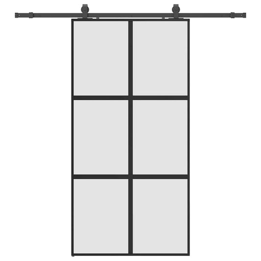 Sliding Door with Hardware Set Black 102.5x205 cm Tempered Glass Sliding Door with Hardware Set Black 102.5x205 cm Tempered Glass