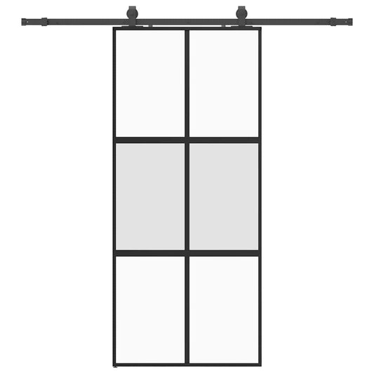 Sliding Door with Hardware Set Black 90x205 cm Tempered Glass Sliding Door with Hardware Set Black 90x205 cm Tempered Glass