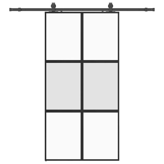 Sliding Door with Hardware Set Black 102.5x205 cm Tempered Glass Sliding Door with Hardware Set Black 102.5x205 cm Tempered Glass