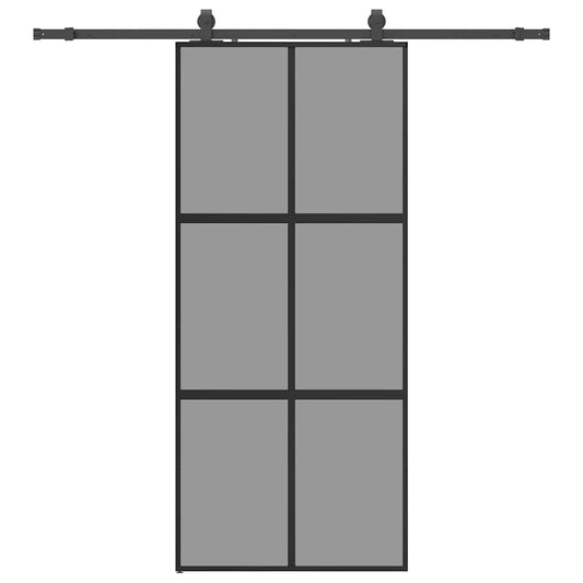 Sliding Door with Hardware Set Black 90x205 cm Tempered Glass Sliding Door with Hardware Set Black 90x205 cm Tempered Glass