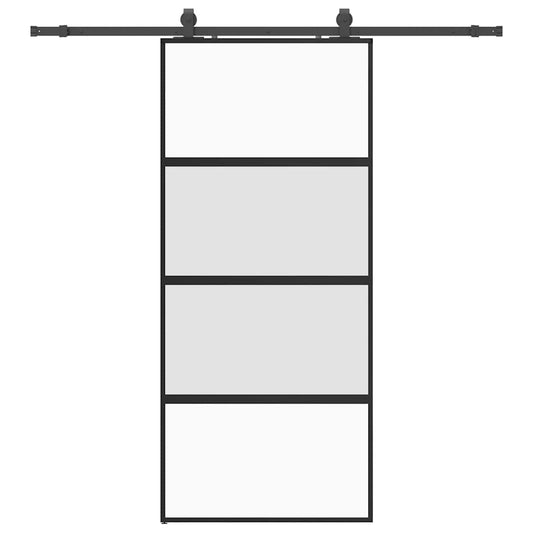 Sliding Door with Hardware Set Black 90x205 cm Tempered Glass Sliding Door with Hardware Set Black 90x205 cm Tempered Glass