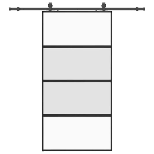 Sliding Door with Hardware Set Black 102.5x205 cm Tempered Glass Sliding Door with Hardware Set Black 102.5x205 cm Tempered Glass