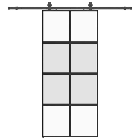 Sliding Door with Hardware Set Black 90x205 cm Tempered Glass Sliding Door with Hardware Set Black 90x205 cm Tempered Glass