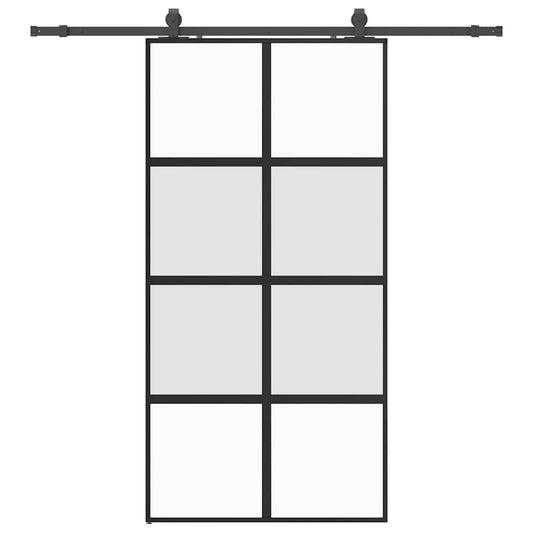 Sliding Door with Hardware Set Black 102.5x205 cm Tempered Glass Sliding Door with Hardware Set Black 102.5x205 cm Tempered Glass