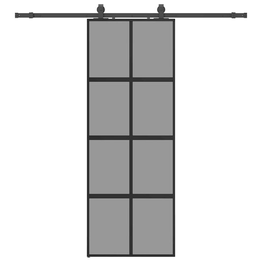 Sliding Door with Hardware Set Black 76x205 cm Tempered Glass Sliding Door with Hardware Set Black 76x205 cm Tempered Glass