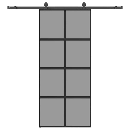 Sliding Door with Hardware Set Black 90x205 cm Tempered Glass Sliding Door with Hardware Set Black 90x205 cm Tempered Glass