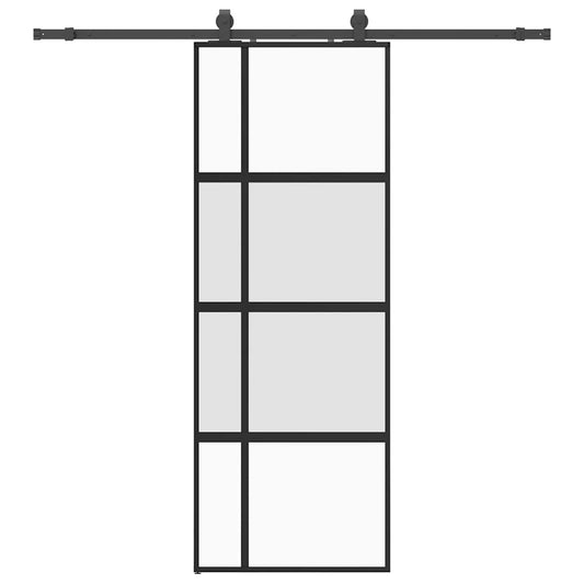Sliding Door with Hardware Set Black 76x205 cm Tempered Glass Sliding Door with Hardware Set Black 76x205 cm Tempered Glass