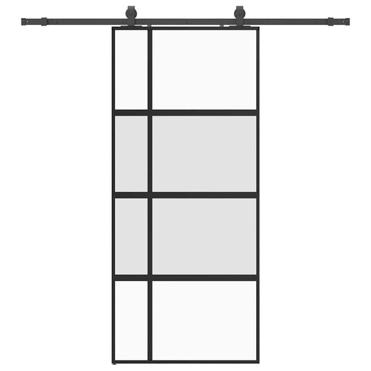 Sliding Door with Hardware Set Black 90x205 cm Tempered Glass Sliding Door with Hardware Set Black 90x205 cm Tempered Glass