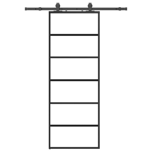 Sliding Door with Hardware Set Black 76x205 cm ESG Glass Sliding Door with Hardware Set Black 76x205 cm ESG Glass