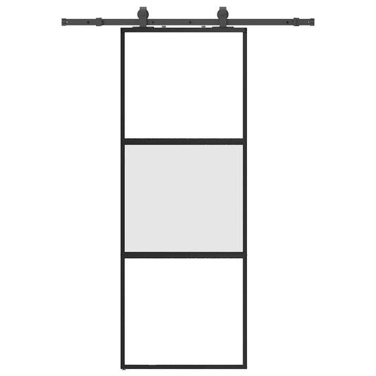 Sliding Door with Hardware Set Black 76x205 cm Tempered Glass Sliding Door with Hardware Set Black 76x205 cm Tempered Glass