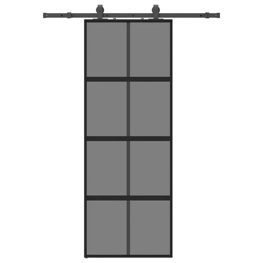 Sliding Door with Hardware Set Black 76x205 cm Tempered Glass Sliding Door with Hardware Set Black 76x205 cm Tempered Glass