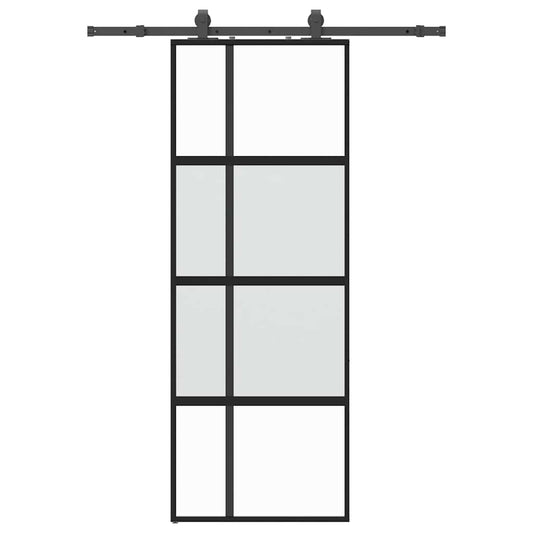 Sliding Door with Hardware Set Black 76x205 cm Tempered Glass Sliding Door with Hardware Set Black 76x205 cm Tempered Glass