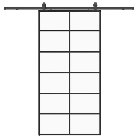 Sliding Door with Hardware Set Black 90x205 cm ESG Glass Sliding Door with Hardware Set Black 90x205 cm ESG Glass