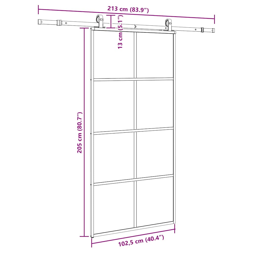 Sliding Door with Hardware Set Black 102,5x205 cm ESG Glass