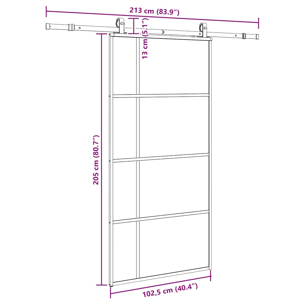 Sliding Door with Hardware Set Black 102.5x205 cm ESG Glass