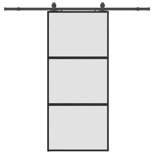 Sliding Door with Hardware Set Black 90x205 cm Tempered Glass Sliding Door with Hardware Set Black 90x205 cm Tempered Glass
