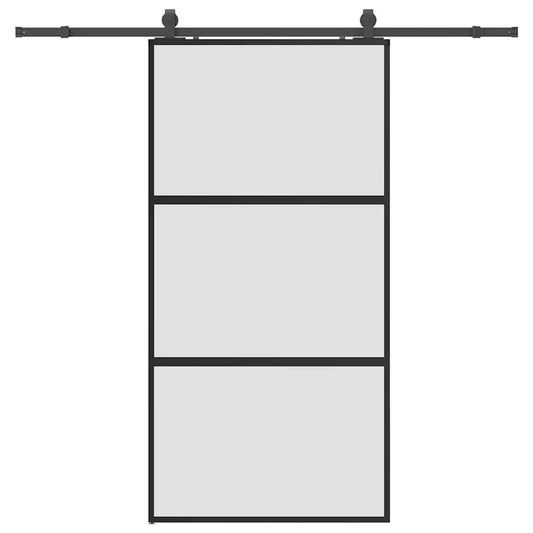 Sliding Door with Hardware Set Black 102.5x205 cm Tempered Glass Sliding Door with Hardware Set Black 102.5x205 cm Tempered Glass