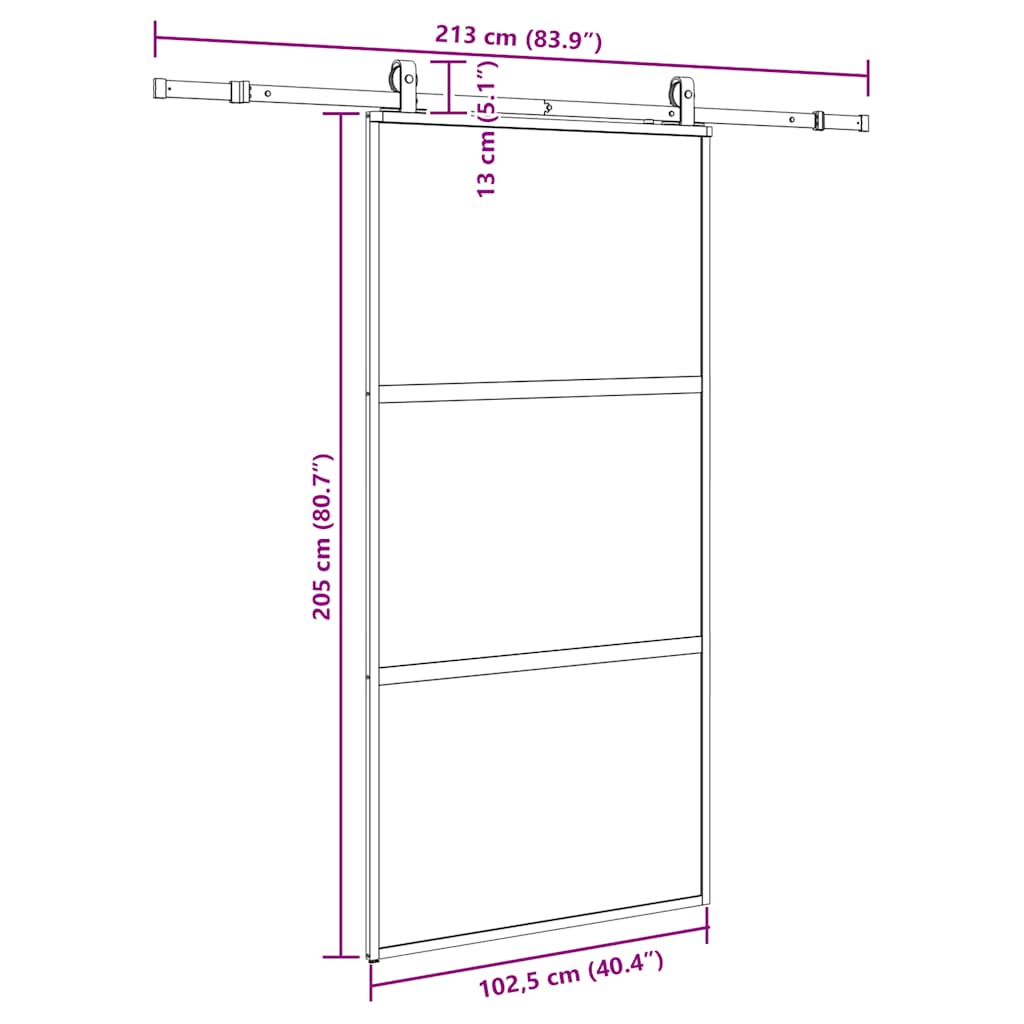 Sliding Door with Hardware Set Black 102,5x205 cm Tempered Glass