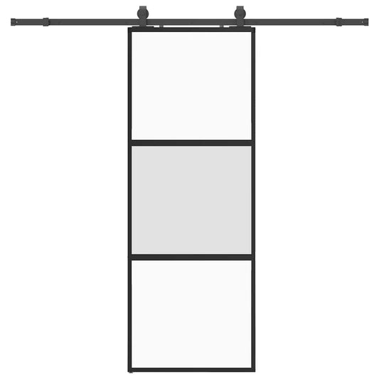 Sliding Door with Hardware Set Black 76x205 cm Tempered Glass Sliding Door with Hardware Set Black 76x205 cm Tempered Glass