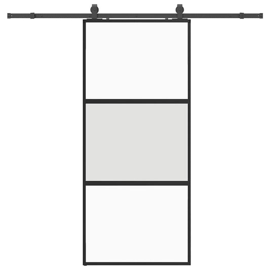 Sliding Door with Hardware Set Black 90x205 cm Tempered Glass Sliding Door with Hardware Set Black 90x205 cm Tempered Glass
