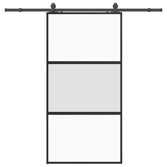 Sliding Door with Hardware Set Black 102.5x205 cm Tempered Glass Sliding Door with Hardware Set Black 102.5x205 cm Tempered Glass
