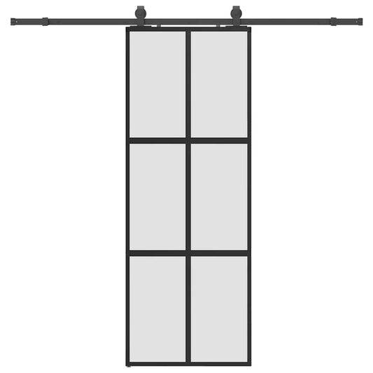 Sliding Door with Hardware Set Black 76x205 cm Tempered Glass Sliding Door with Hardware Set Black 76x205 cm Tempered Glass